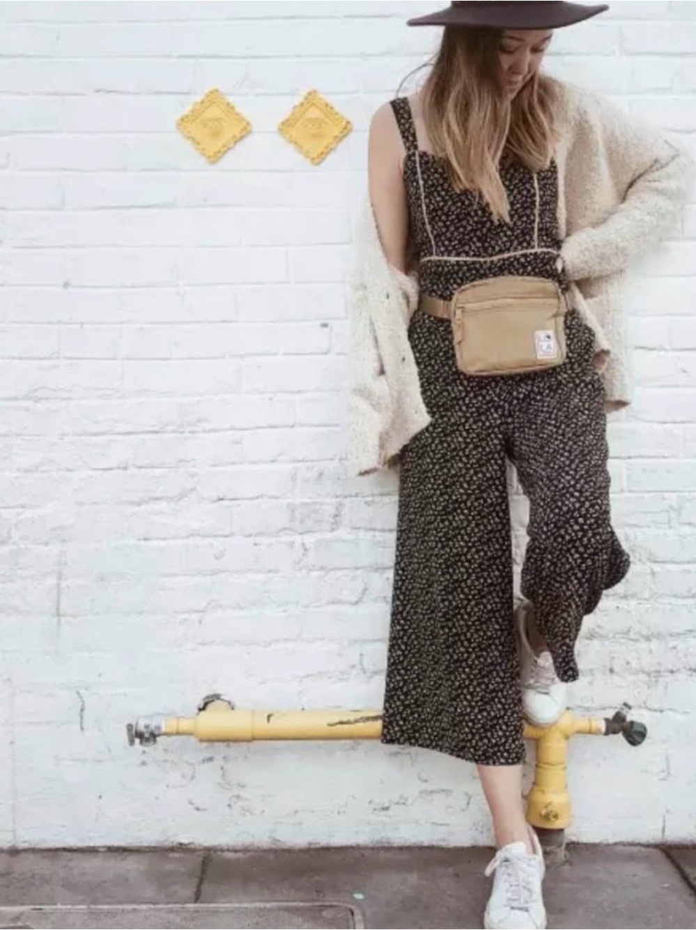 Madewell Black Floral Wide-Leg Jumpsuit